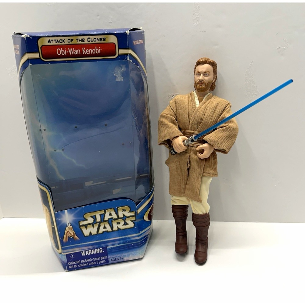 Hasbro Star Wars Attack of the Clones Obi-Wan Kenobi Figure w/ Box 2002 Vintage